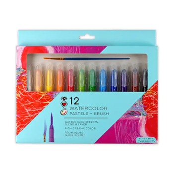 Watercolor Pastels (12) + Brush